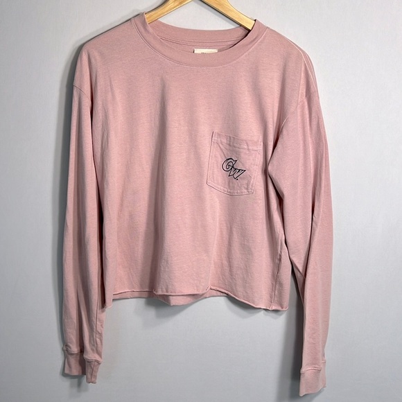 George Washington University League Dusty Pink Long Sleeve Crop Top size M - Picture 1 of 8